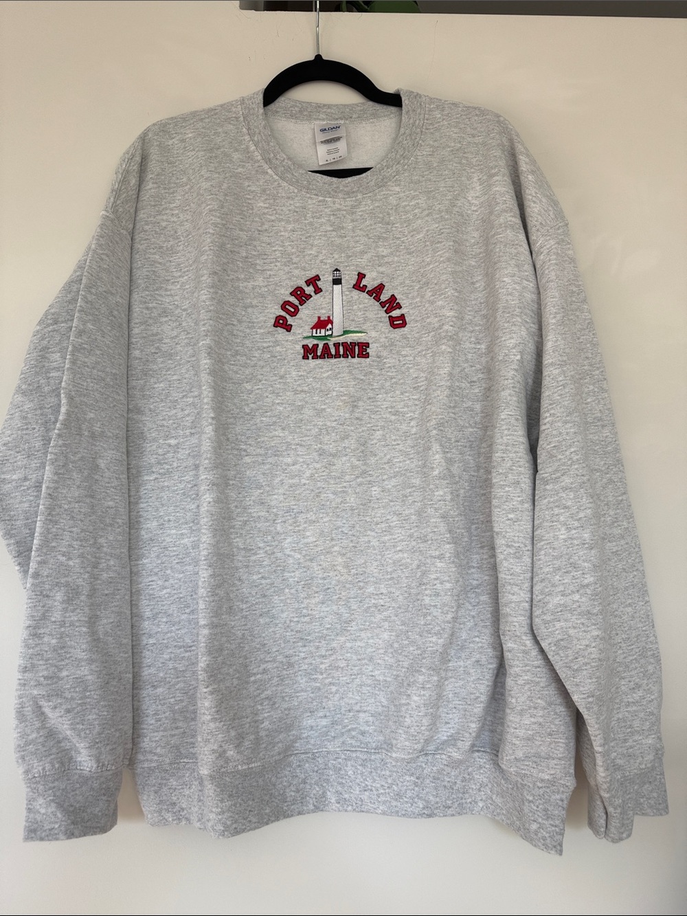 Gray Portland Maine Embroidered Crewneck
